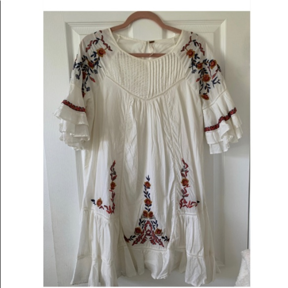 Free People White Embroidered Dress M